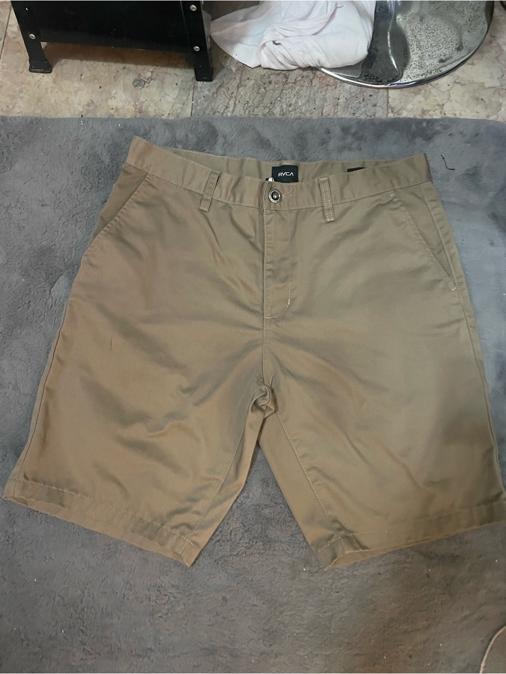 RVCA Men's Khaki Flat Front Shorts